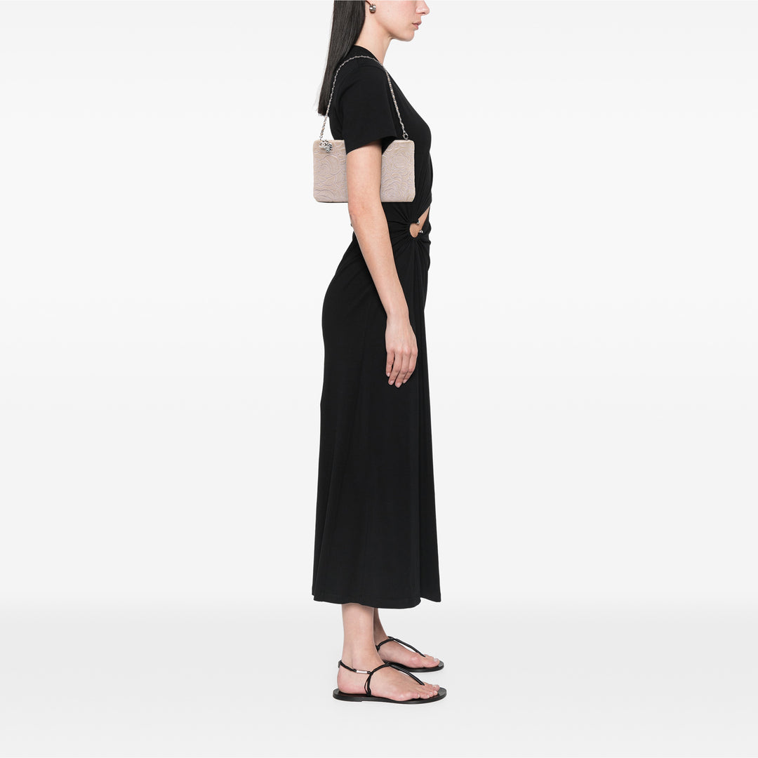 Chanel embossé Metallic Cuir d’agneau Camellia Chain Pochette