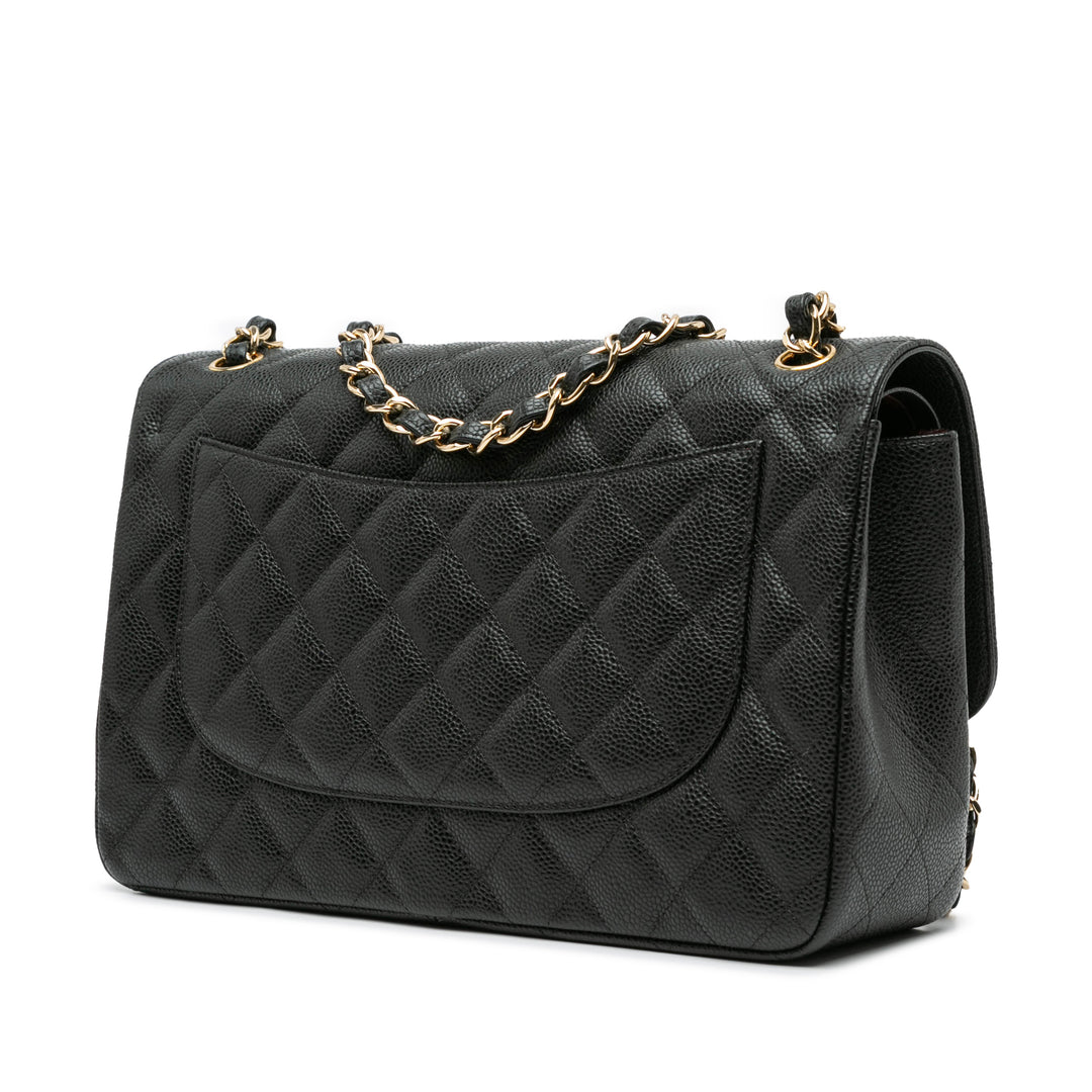 Jumbo Classic Caviar Double Flap Black - Gaby Paris