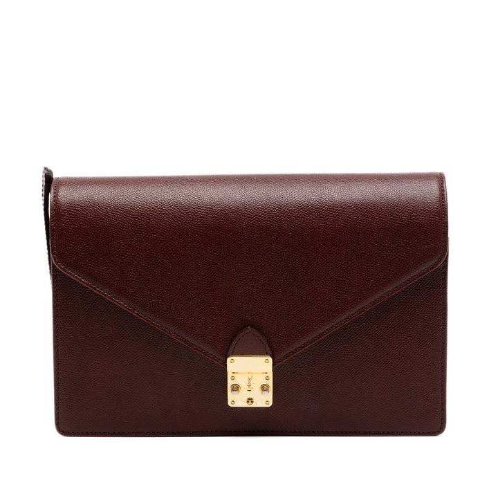 Saint Laurent Cuir de veau grainé à rabat Pochette