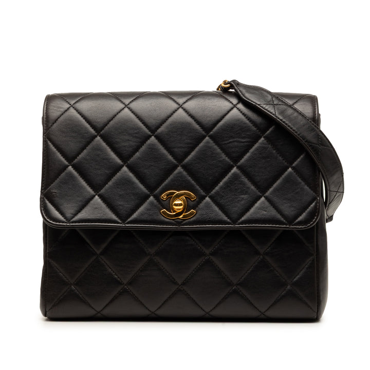 Chanel Carré Matelassé Straight Rabat simple Petit Cuir d'agneau