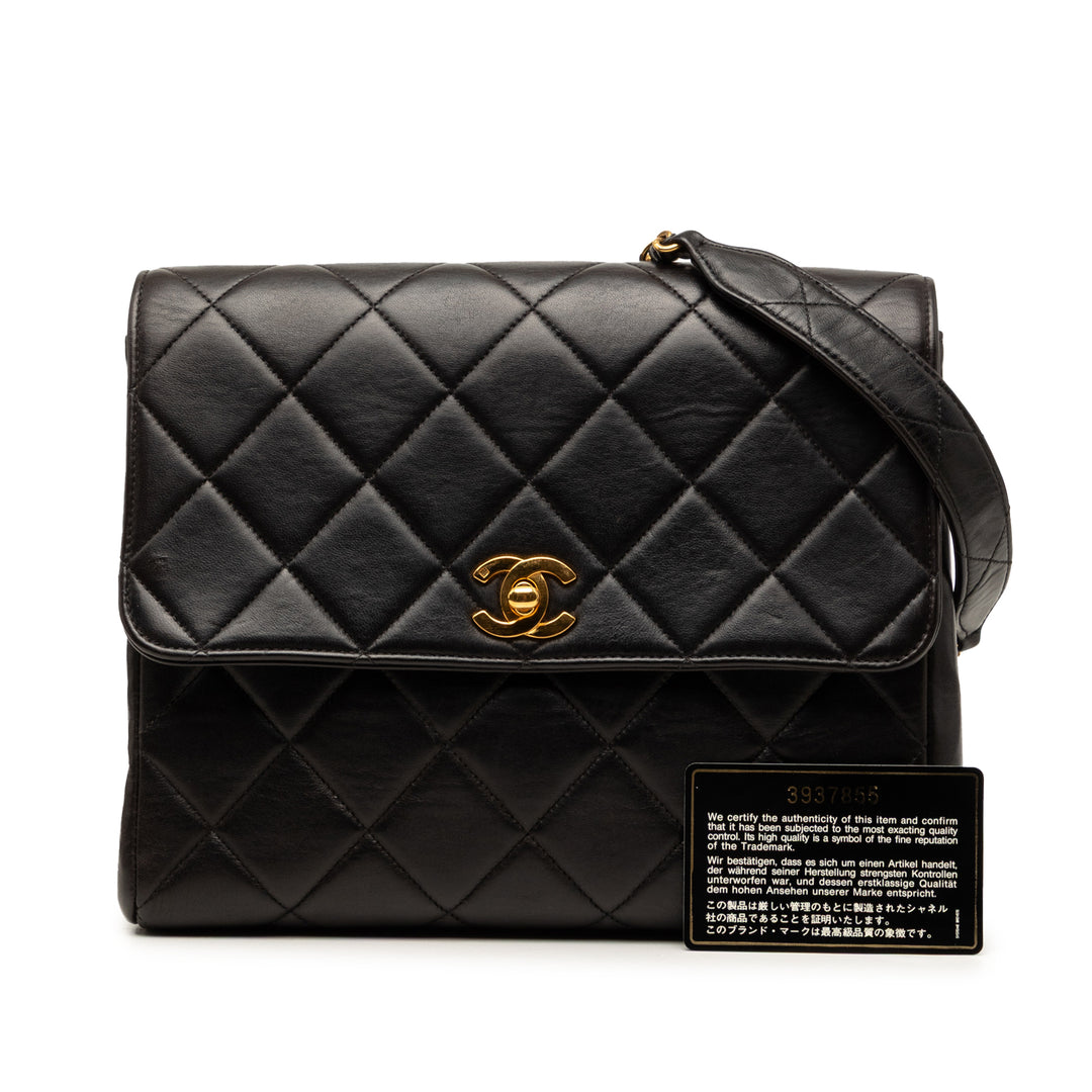 Chanel Carré Matelassé Straight Rabat simple Petit Cuir d'agneau
