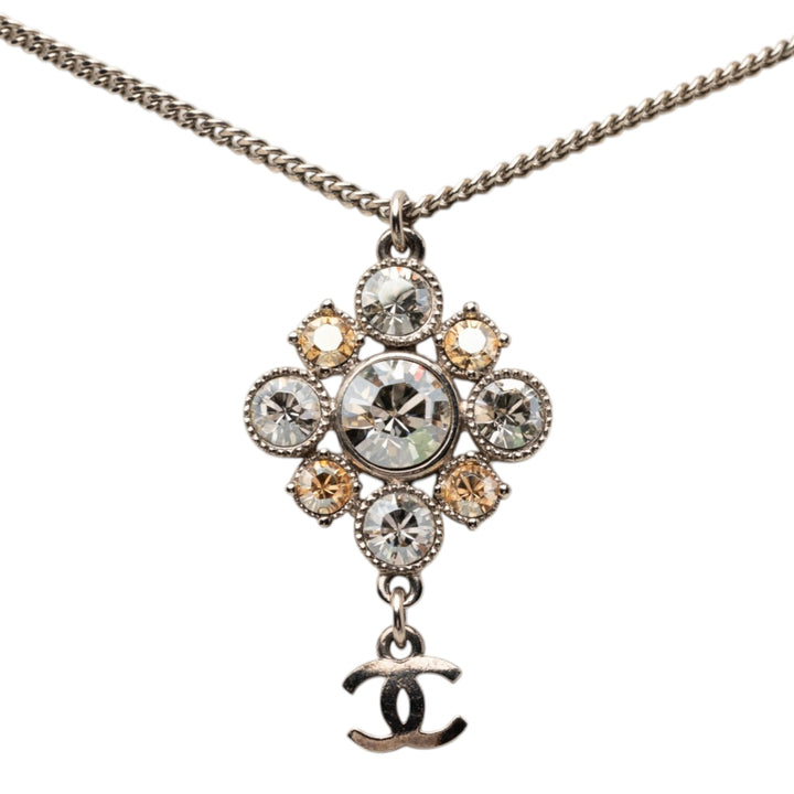 Chanel Brass CC Strass Pendant Collier