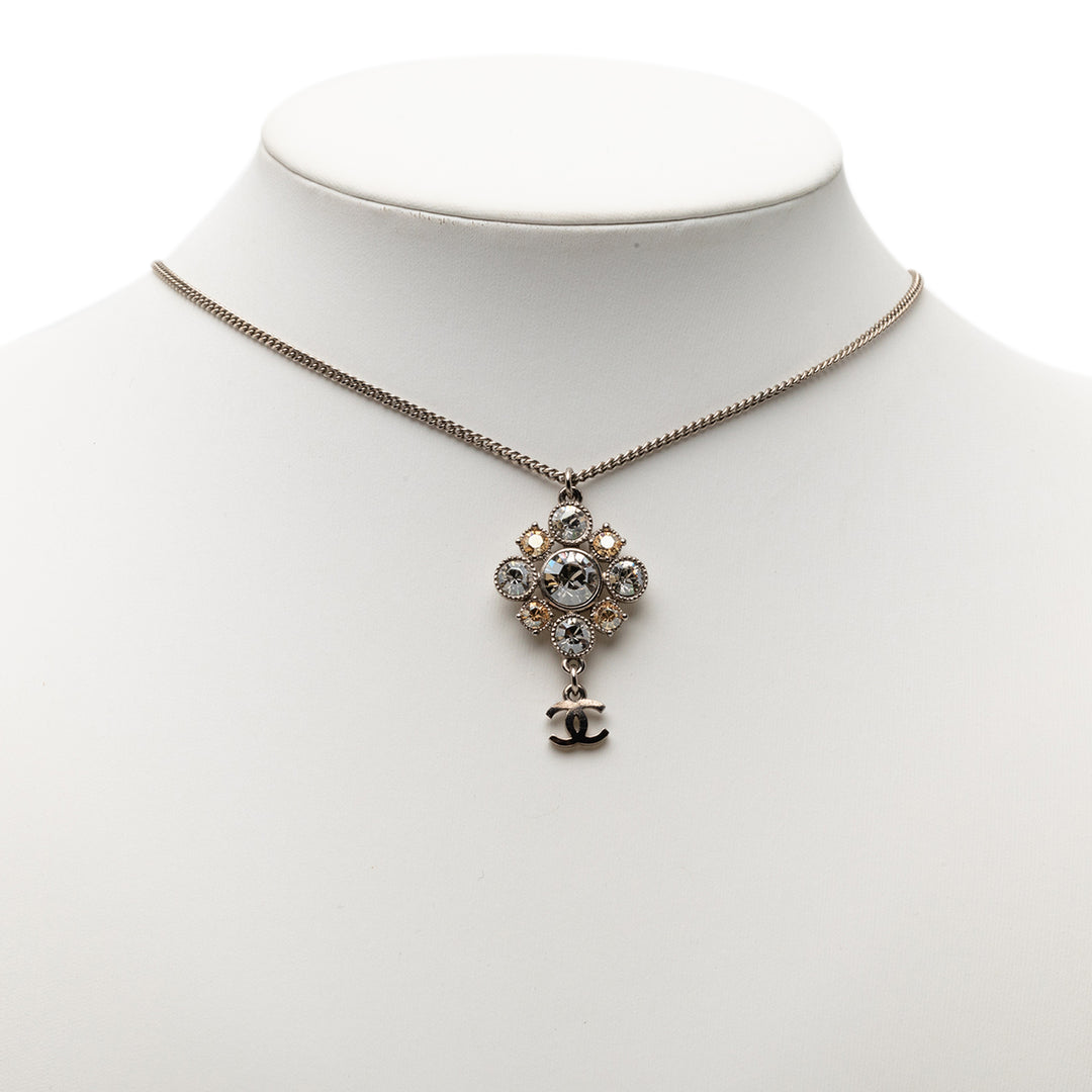Chanel Brass CC Strass Pendant Collier