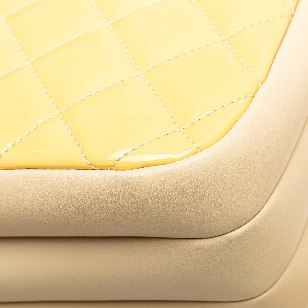 Chanel Matelassé Cuir verni Chain Double Zip Sac porté croisé