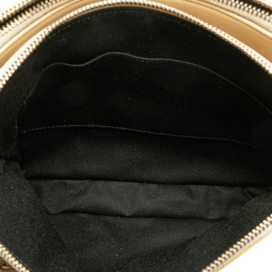 Chanel Matelassé Cuir verni Chain Double Zip Sac porté croisé