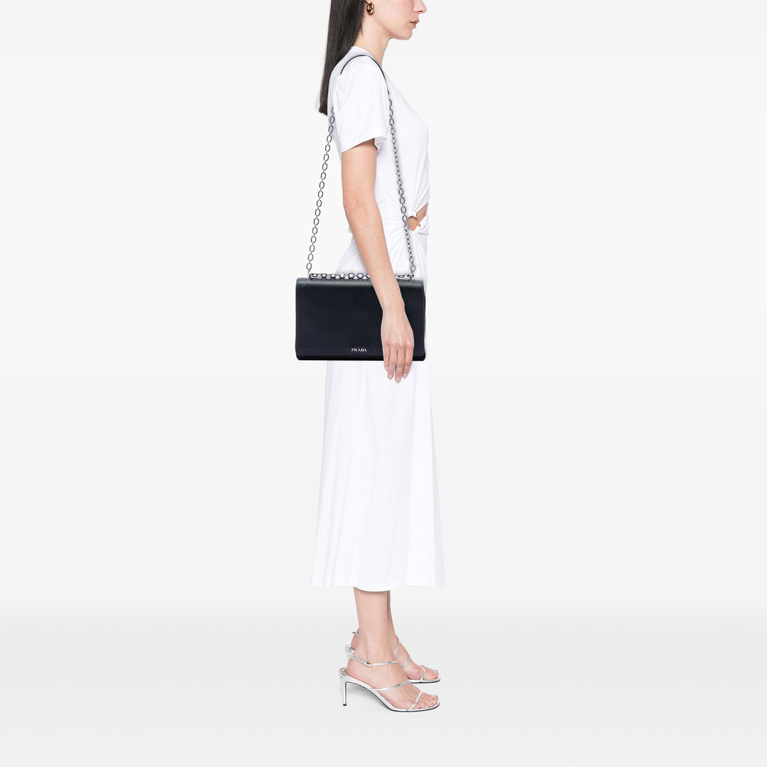 Prada Saffiano Lux et Tessuto Chain Sac porté croisé
