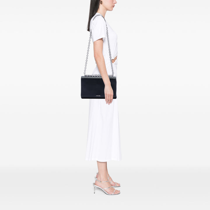 Prada Saffiano Lux et Tessuto Chain Sac porté croisé