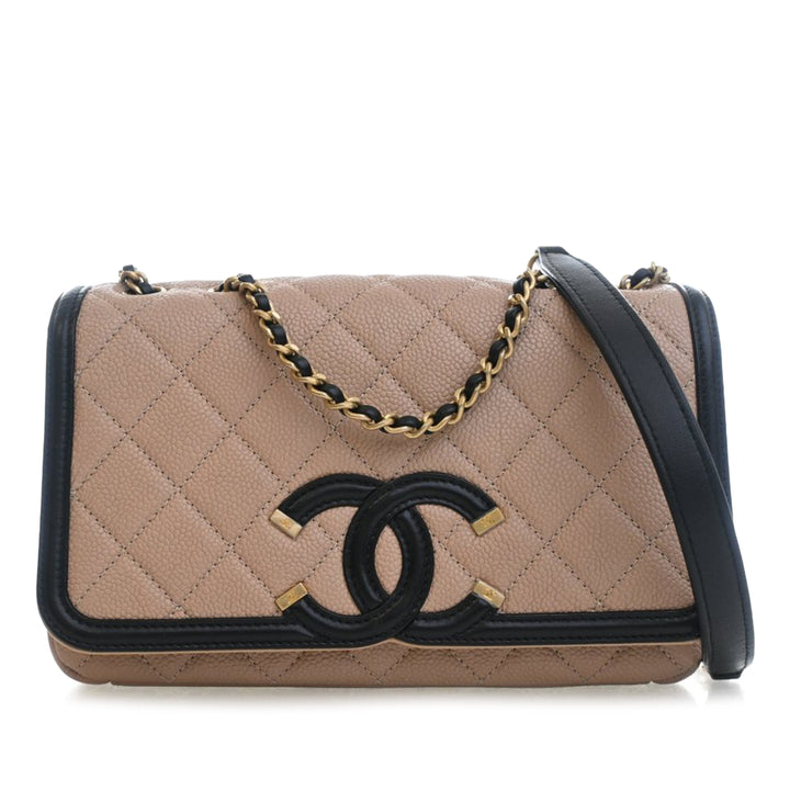 Chanel Small Bicolor Caviar CC Filigree à rabat