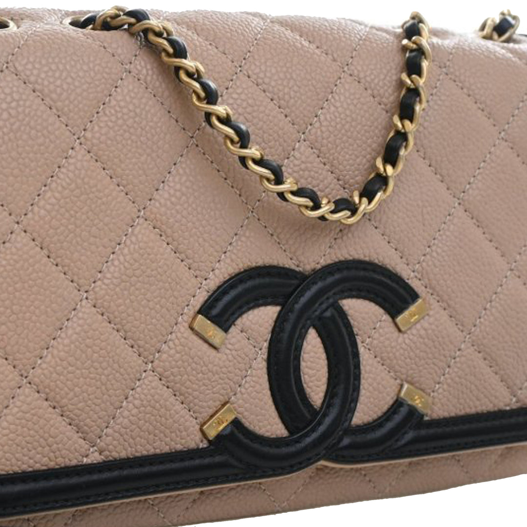 Chanel Small Bicolor Caviar CC Filigree à rabat
