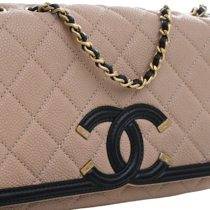 Chanel Small Bicolor Caviar CC Filigree à rabat