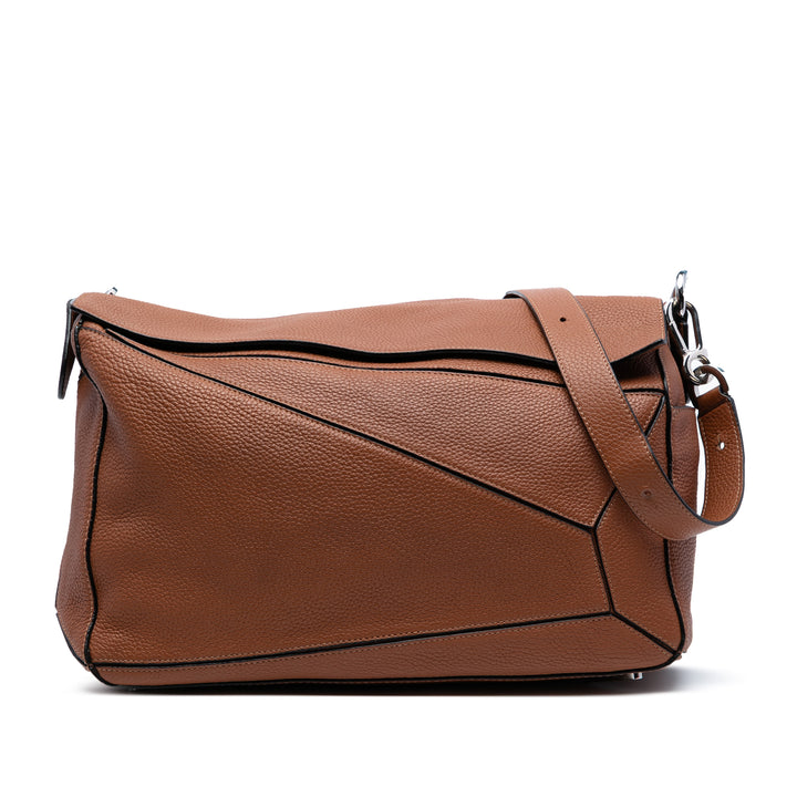 LOEWE Large Cuir de veau Puzzle Sac cartable Marron