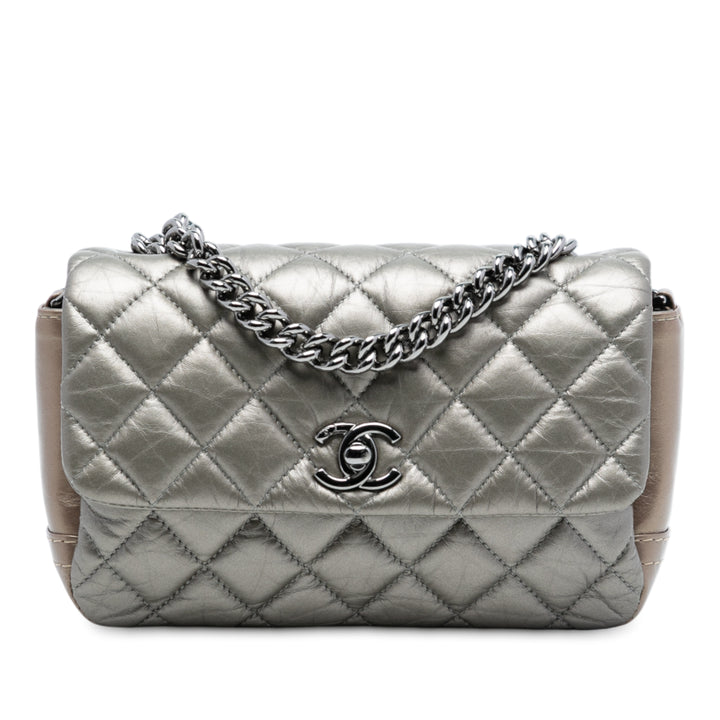 Chanel Mini Matelassé Metallic Cuir de veau Lady Perley à rabat