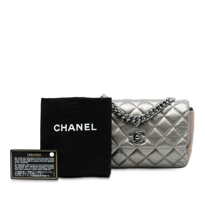 Chanel Mini Matelassé Metallic Cuir de veau Lady Perley à rabat