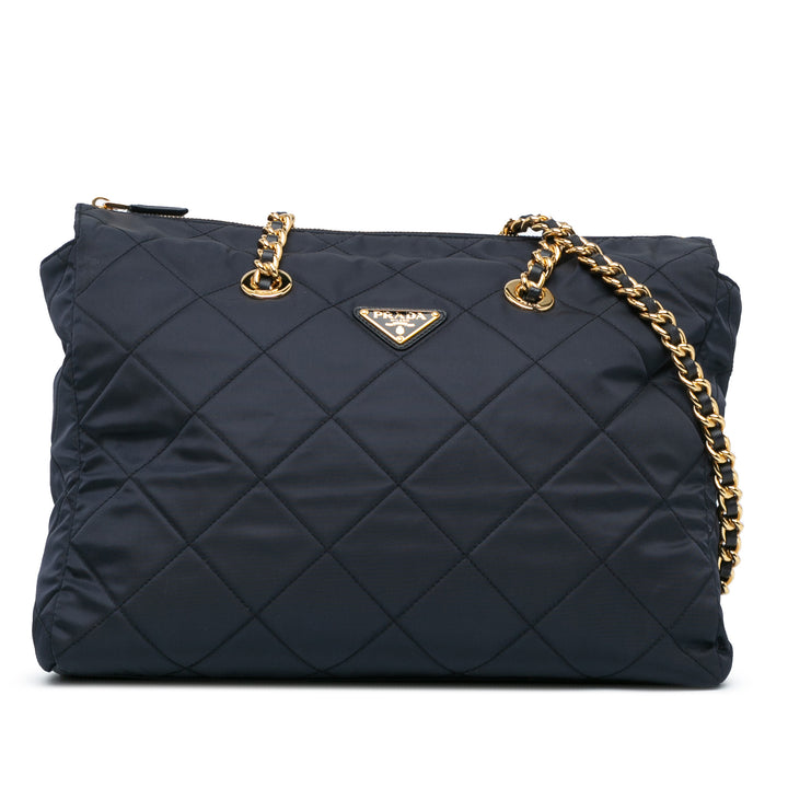 Prada Medium Re Nylon Re Edition 1995 Chain Tote Blue - GABY PARIS