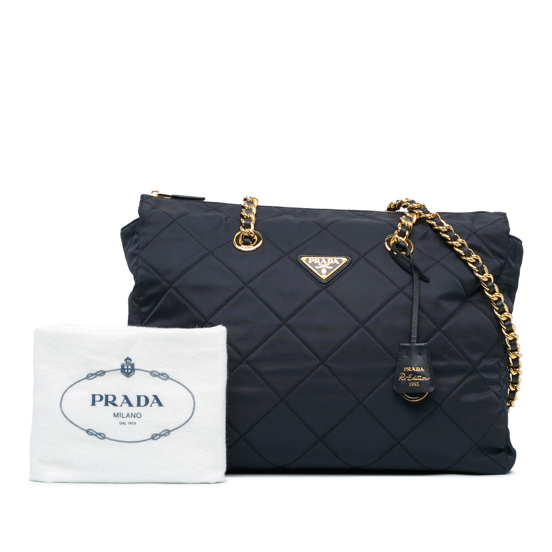 Prada Medium Re Nylon Re Edition 1995 Chain Tote Blue - GABY PARIS