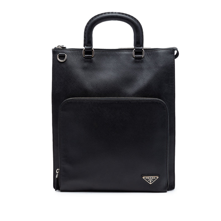 Prada Saffiano Lux Front Pocket Convertible Cabas