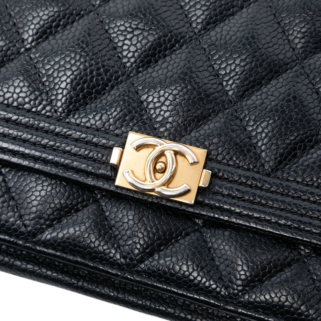 Chanel Matelassé Caviar Boy Wallet on Chain