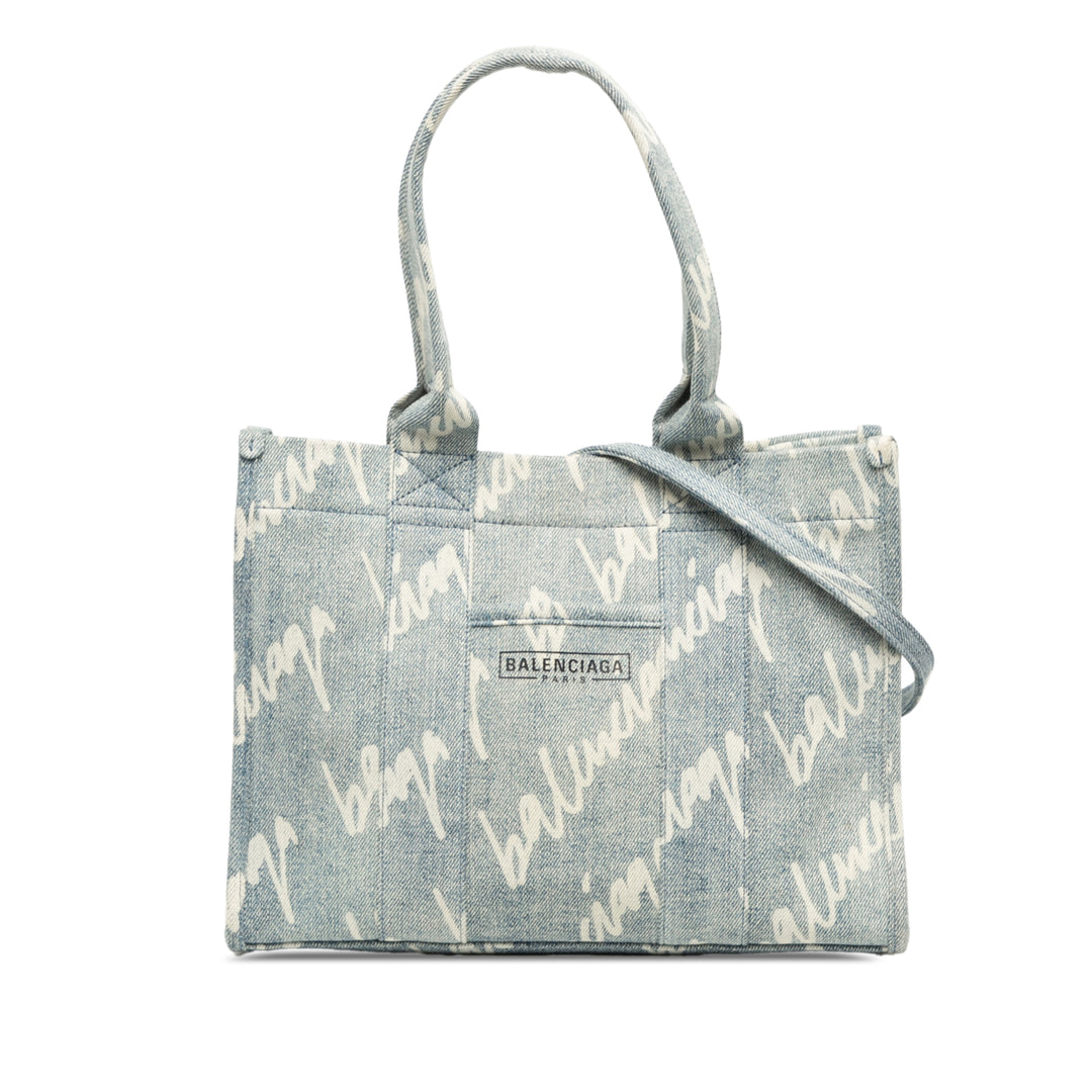 Balenciaga Sac à main Scribble Logo Hardware Jean Petit Bleu – vue principale – GABY PARIS