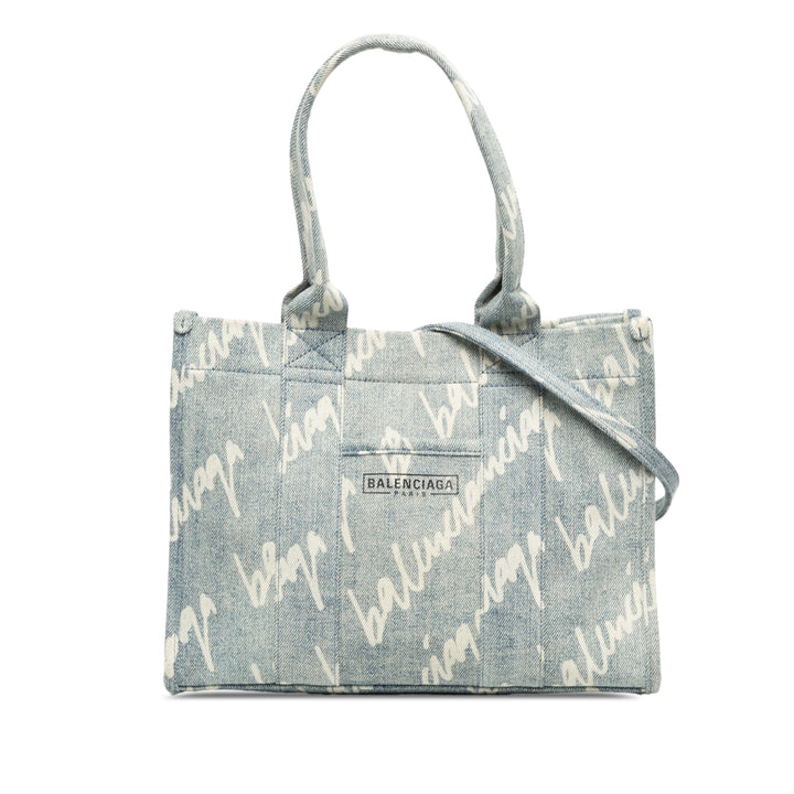 Balenciaga Sac à main Scribble Logo Hardware Jean Petit Bleu – vue principale – GABY PARIS