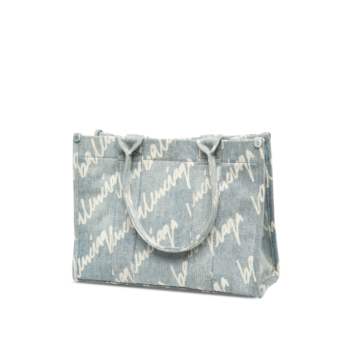 Balenciaga Sac à main Scribble Logo Hardware Jean Petit Bleu – vue 2 – GABY PARIS