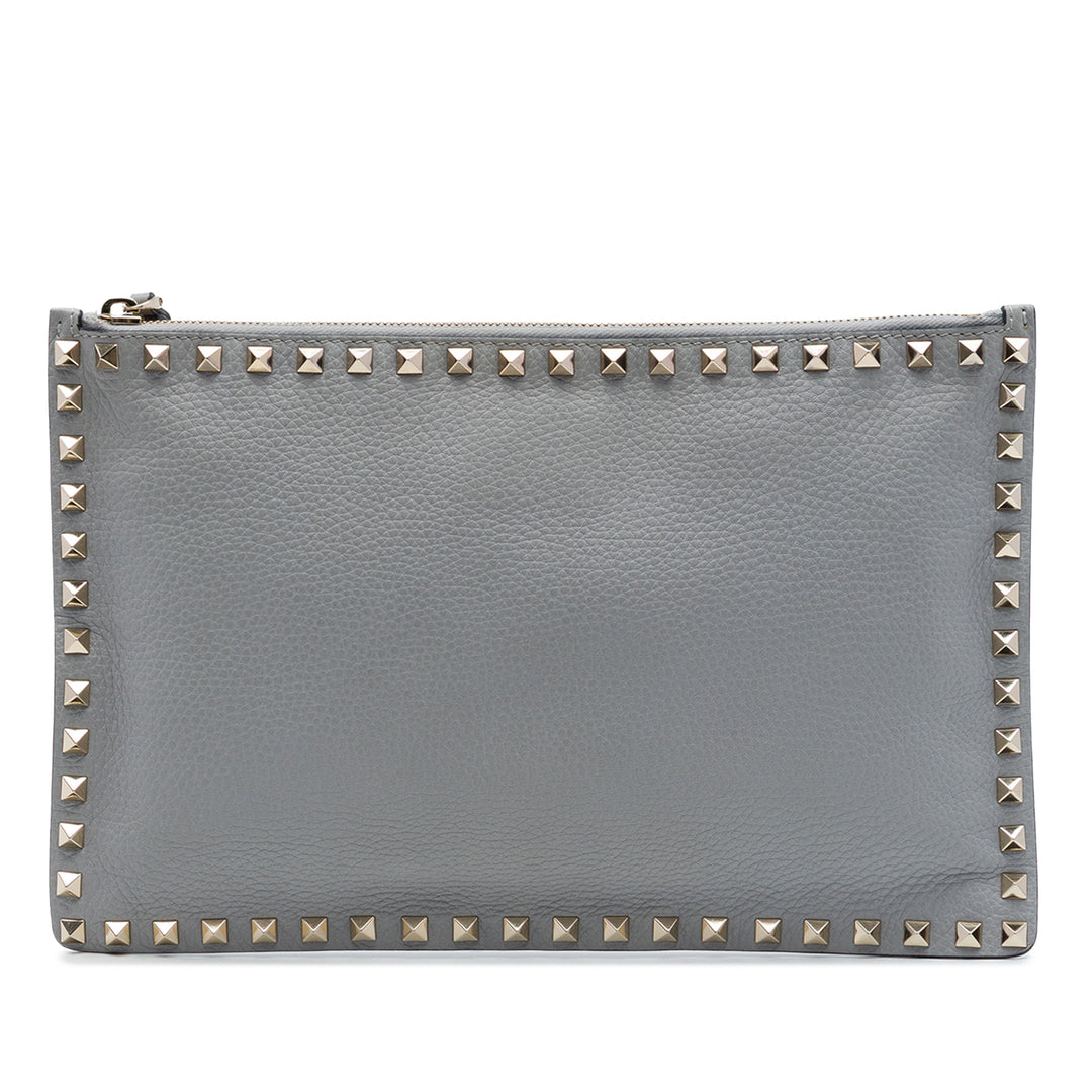 Valentino Cuir de veau grainé Rockstud Zip Pochette