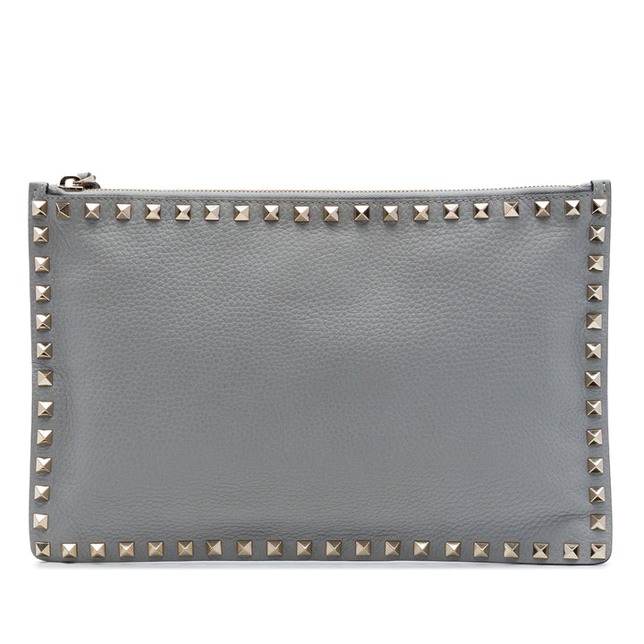 Valentino Cuir de veau grainé Rockstud Zip Pochette