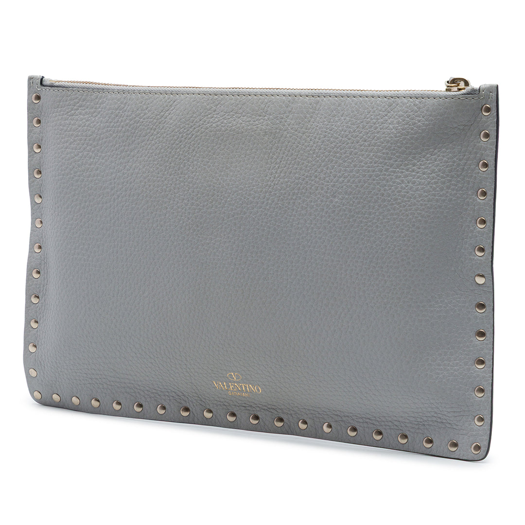 Valentino Cuir de veau grainé Rockstud Zip Pochette