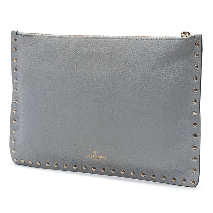 Valentino Cuir de veau grainé Rockstud Zip Pochette