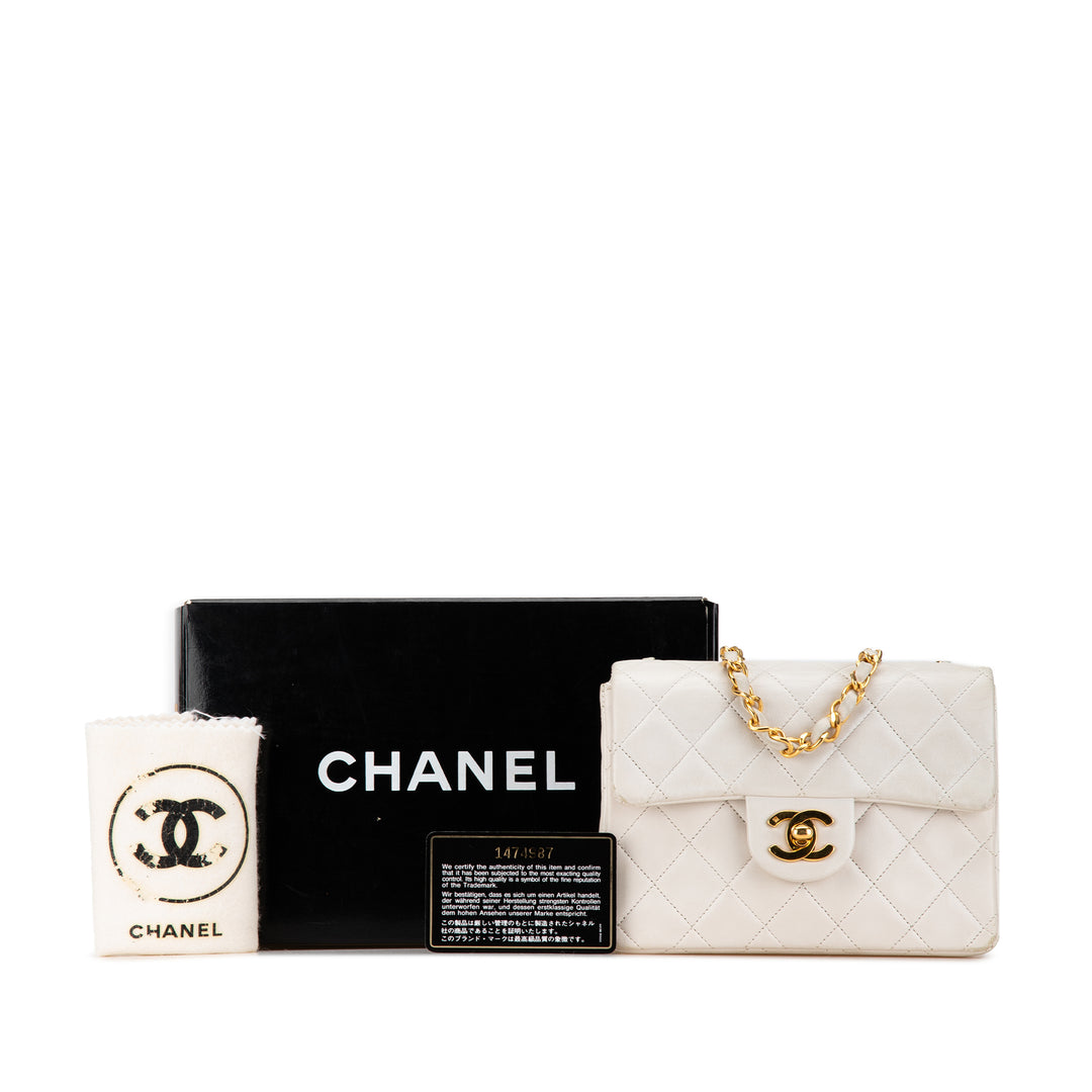 Chanel Mini Square Classic Lambskin Single Flap White - GABY PARIS