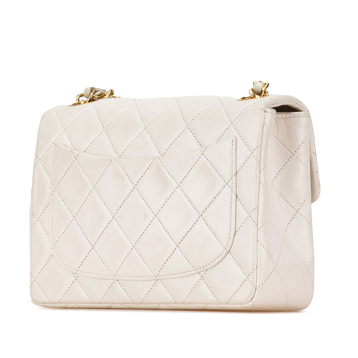 Chanel Mini Square Classic Lambskin Single Flap White - GABY PARIS