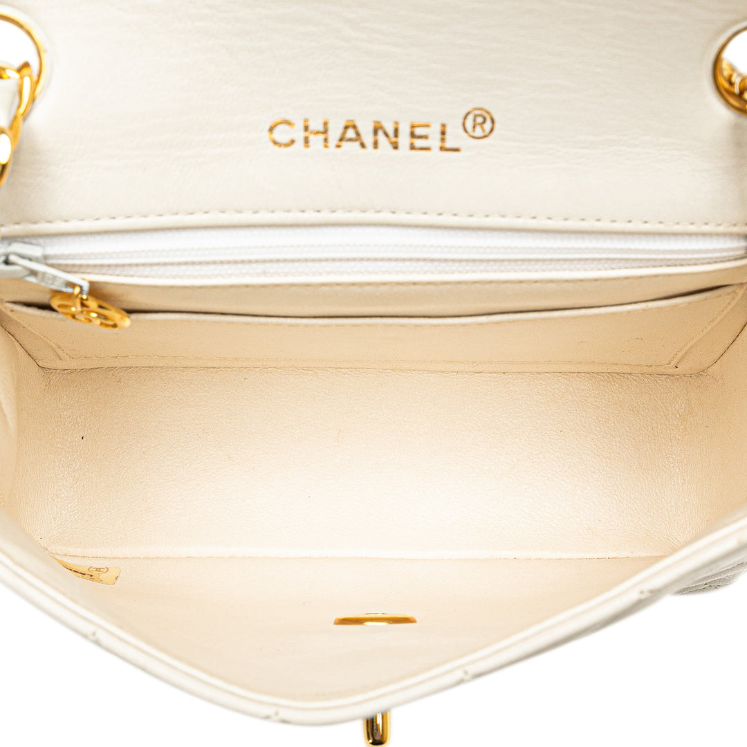 Chanel Mini Square Classic Lambskin Single Flap White - GABY PARIS