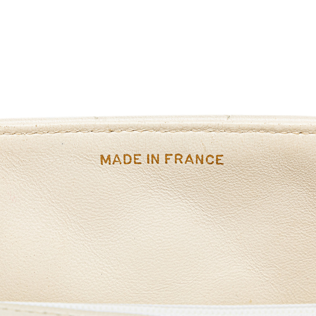 Mini Square Classic Lambskin Single Flap White - Gaby Paris