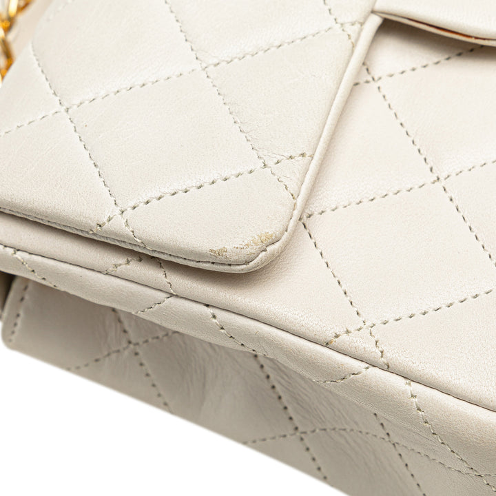 Mini Square Classic Lambskin Single Flap White - Gaby Paris