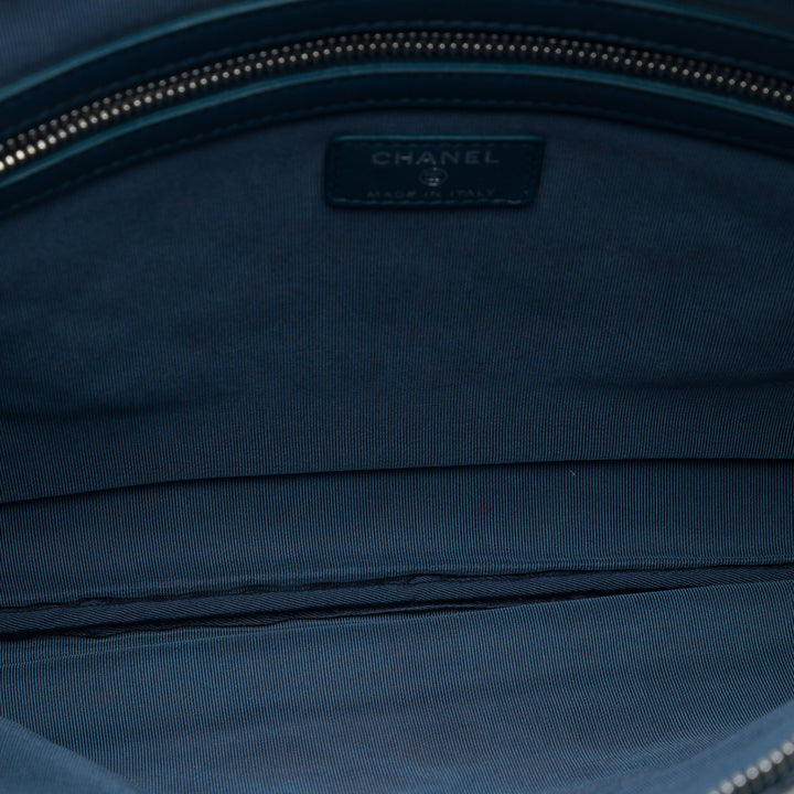 Matelassé O Étui Pochette Grand Cuir d'agneau Bleu