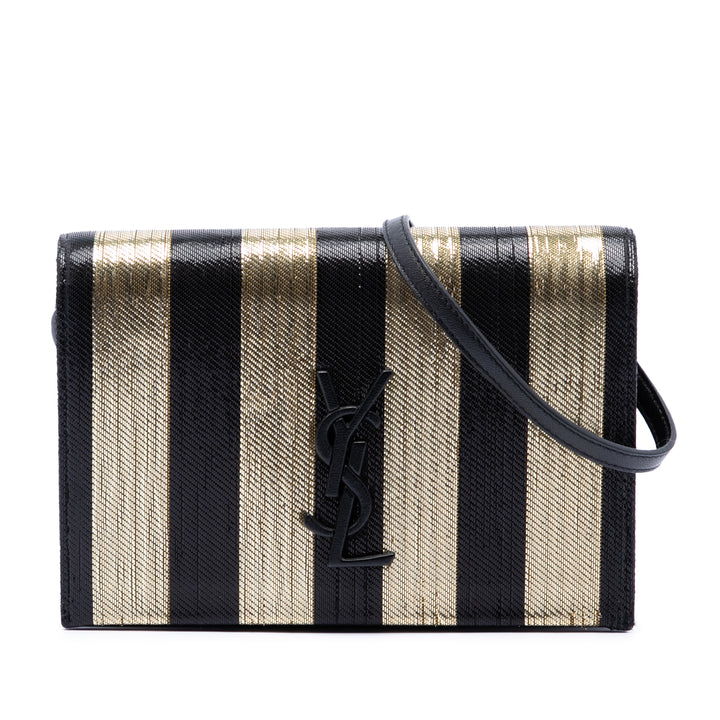 Saint Laurent Metallic Striped Fabric Monogram Kate Sac porté croisé