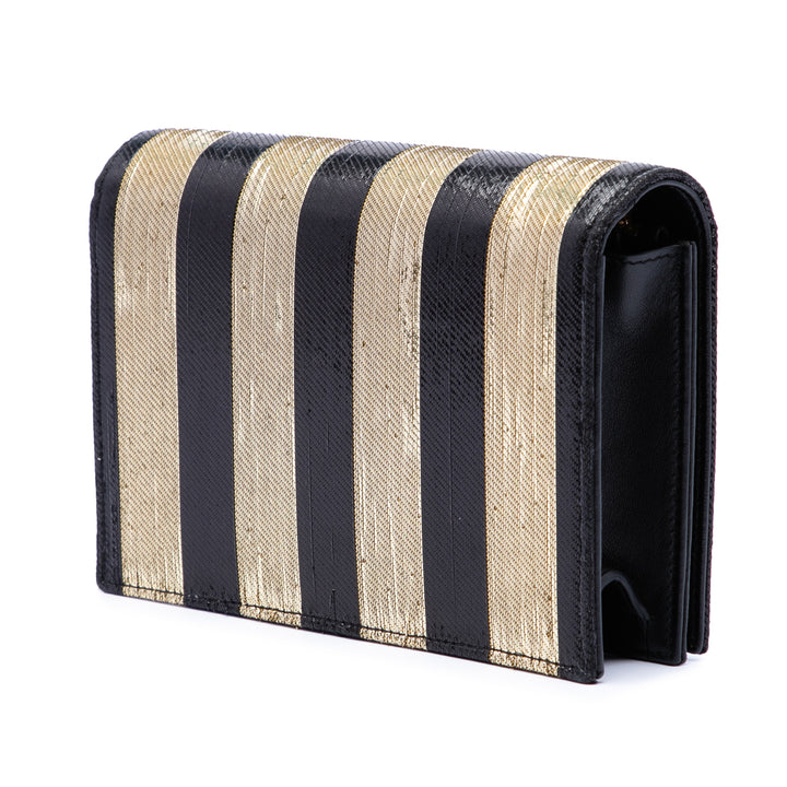 Saint Laurent Metallic Striped Fabric Monogram Kate Sac porté croisé