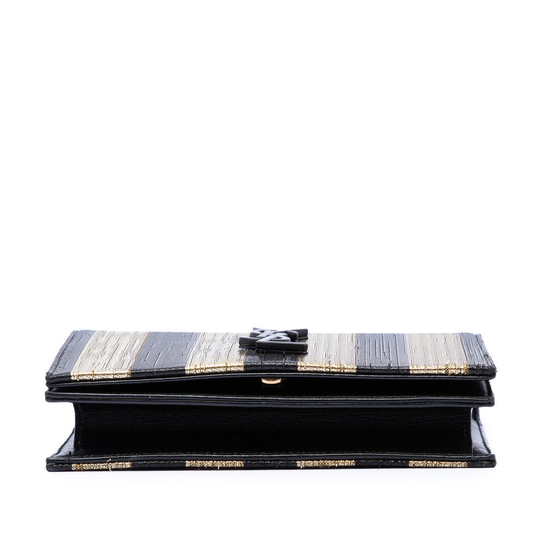 Saint Laurent Metallic Striped Fabric Monogram Kate Sac porté croisé