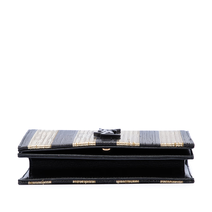 Saint Laurent Metallic Striped Fabric Monogram Kate Sac porté croisé