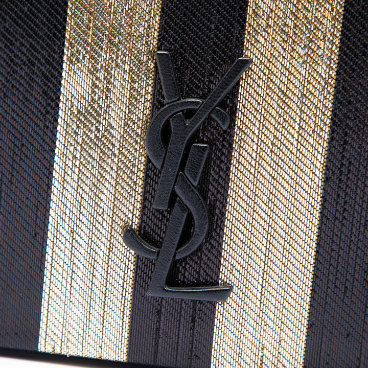 Saint Laurent Metallic Striped Fabric Monogram Kate Sac porté croisé