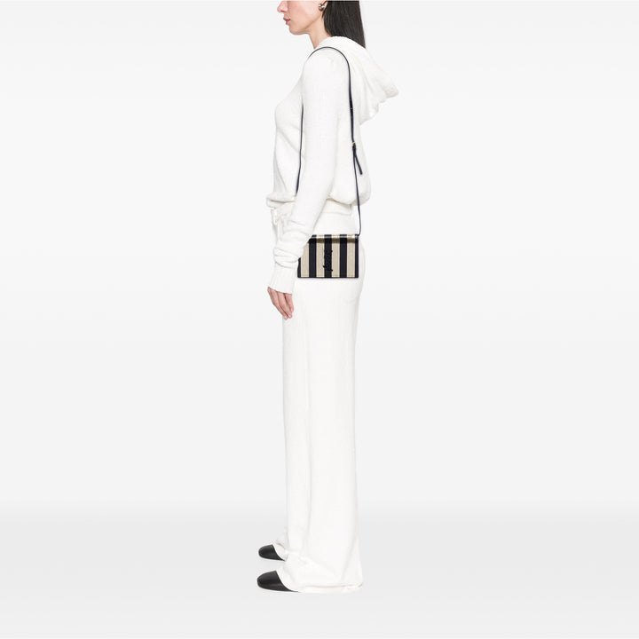 Saint Laurent Metallic Striped Fabric Monogram Kate Sac porté croisé