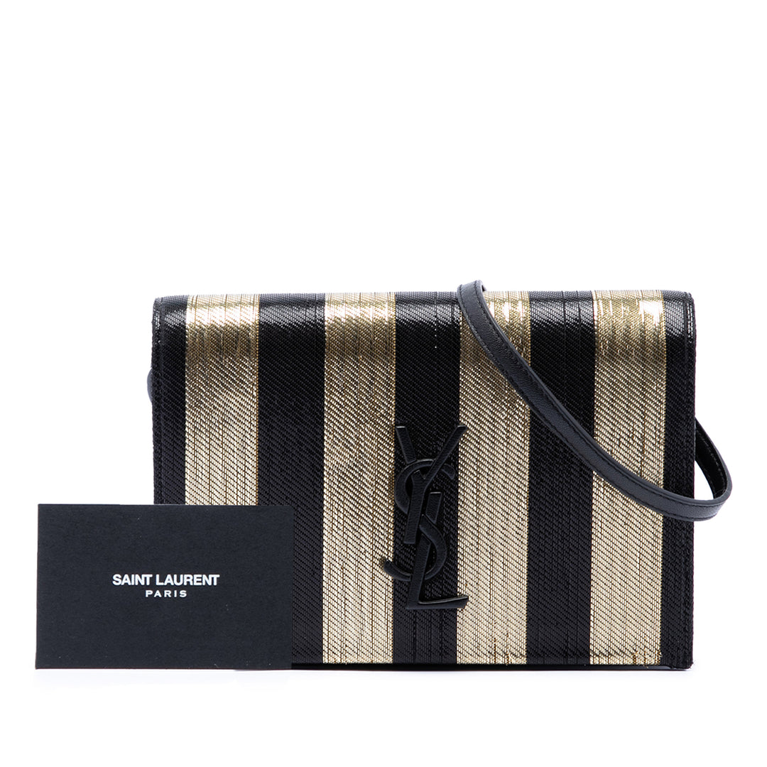 Saint Laurent Metallic Striped Fabric Monogram Kate Sac porté croisé