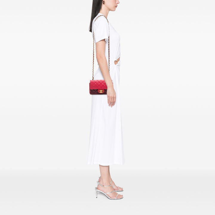 Chanel Classic Rectangulaire Tricolore Rabat simple Mini Cuir d'agneau