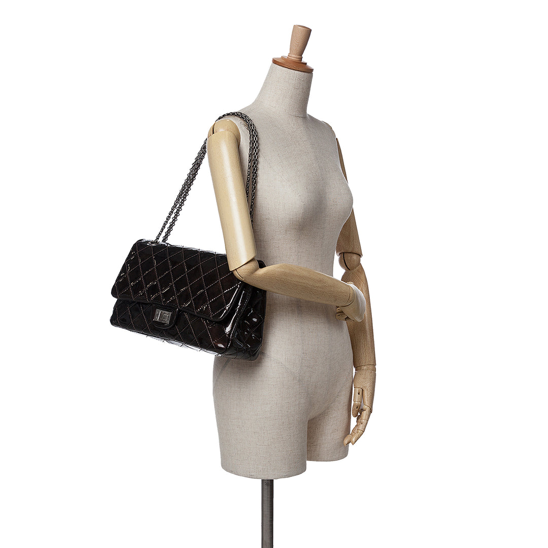 Reissue 2.55 Quilted Patent Double Flap 227 Brown - Gaby Paris