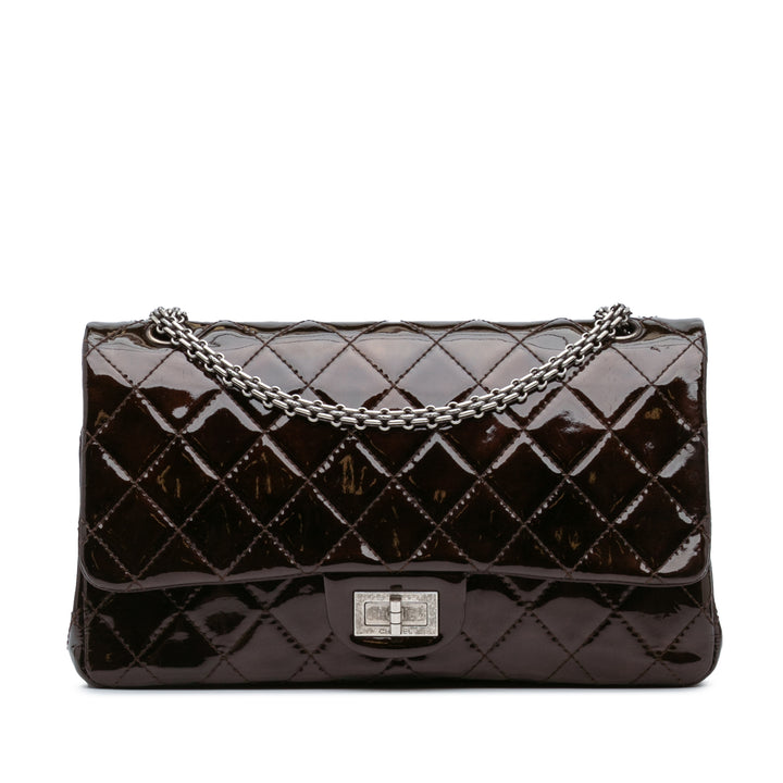 Reissue 2.55 Quilted Patent Double Flap 227 Brown - Gaby Paris