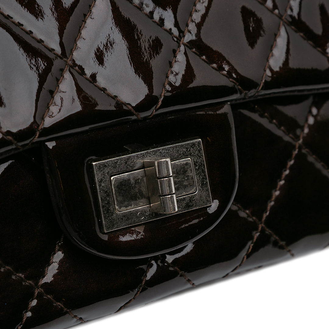 Reissue 2.55 Quilted Patent Double Flap 227 Brown - Gaby Paris