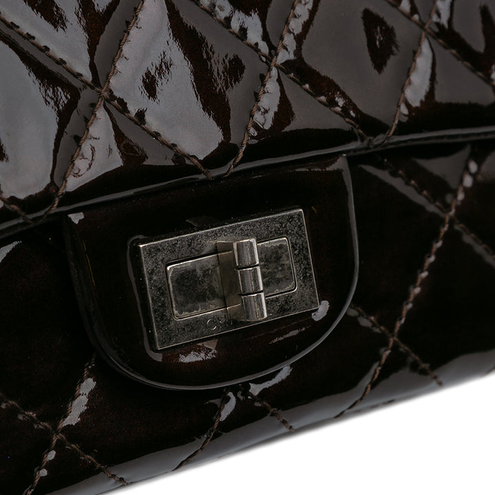 Reissue 2.55 Quilted Patent Double Flap 227 Brown - Gaby Paris