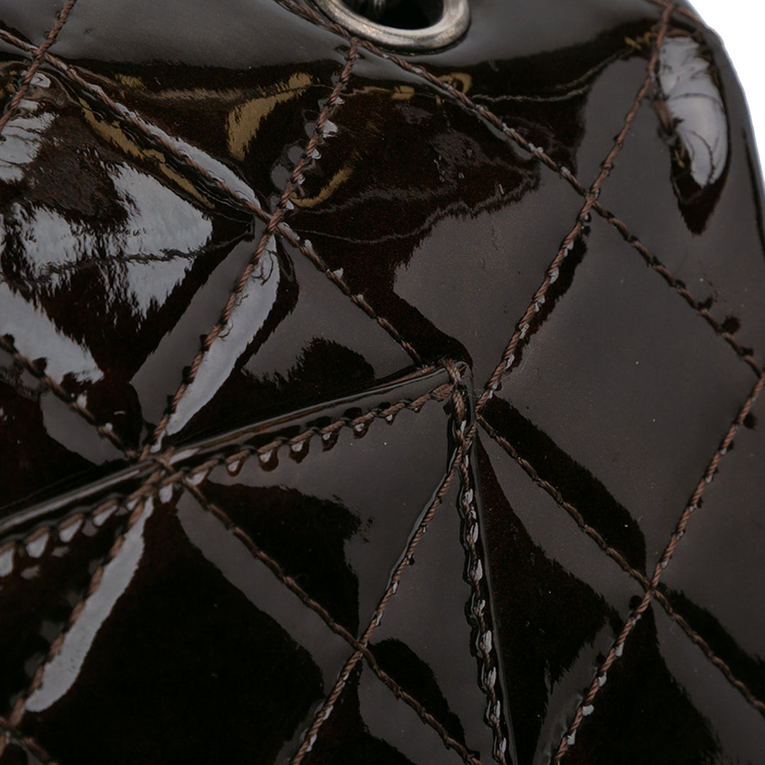 Reissue 2.55 Quilted Patent Double Flap 227 Brown - Gaby Paris