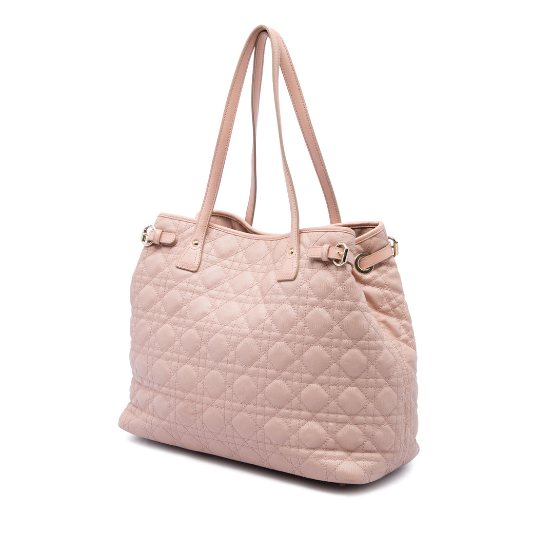 Dior Cannage Panarea Cabas Grand Toile enduite Rose – vue 2 – GABY PARIS