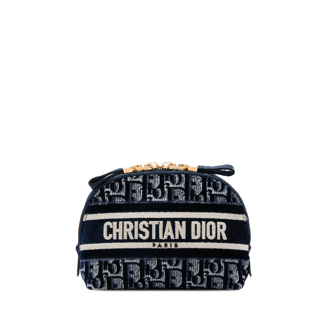 Dior brodé Trousse de maquillage Toile Oblique