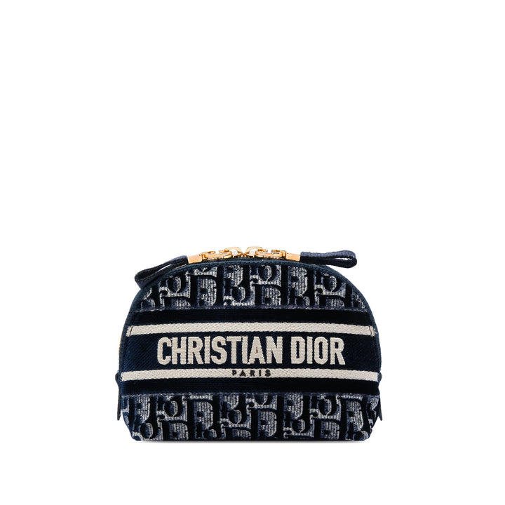 Dior brodé Trousse de maquillage Toile Oblique